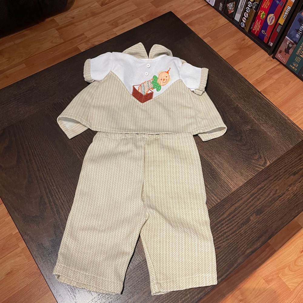 Vintage Mini Togs Matching Outfit Embroidered Collar Button Shirt Elastic Pant